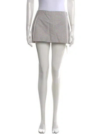 Pre-owned Sandy Liang Plaid Print Mini Skirt W/ Tags In Neutral