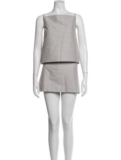 Pre-owned Sandy Liang Plaid Print Skirt Set In Multi