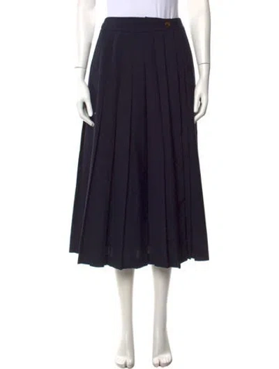 Pre-owned Sandy Liang Pleated Accents Midi Length Skirt In Blue
