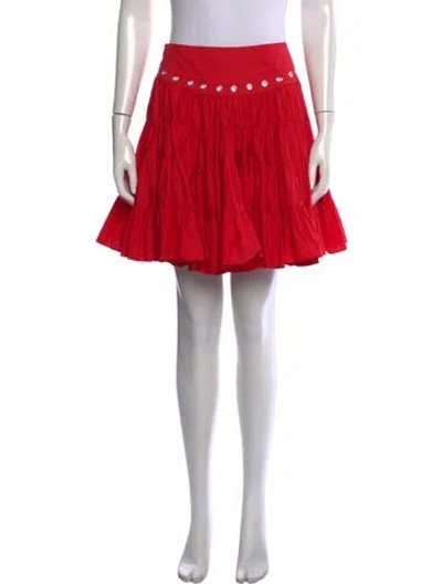 Pre-owned Sandy Liang Pleated Accents Mini Skirt In Red