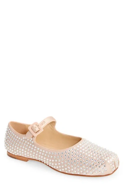 Sandy Liang Pointe Crystal Embellished Mary Jane Flat In Ballet