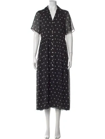 Pre-owned Sandy Liang Polka Dot Print Long Dress In Black