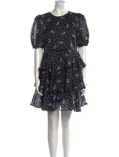 Pre-owned Sandy Liang Polka Dot Print Mini Dress In Black