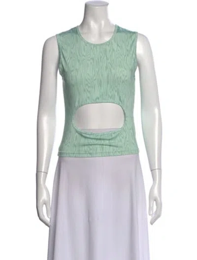 Pre-owned Sandy Liang Printed Crew Neck Crop Top In Brown