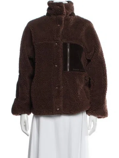 Pre-owned Sandy Liang Printed Faux Fur Jacket In Brown