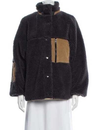 Pre-owned Sandy Liang Printed Faux Fur Jacket In Purple