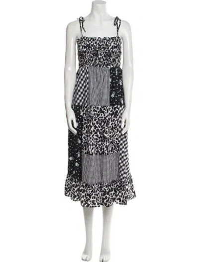 Pre-owned Sandy Liang Printed Long Dress In Black