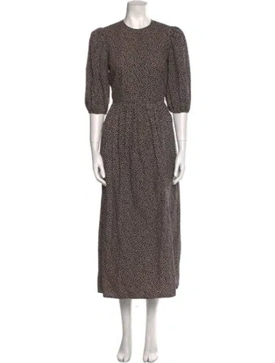Pre-owned Sandy Liang Printed Long Dress In Brown