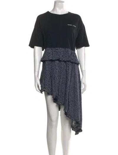 Pre-owned Sandy Liang Printed Midi Length Dress In Black