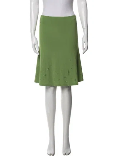 Pre-owned Sandy Liang Printed Midi Length Skirt In Green