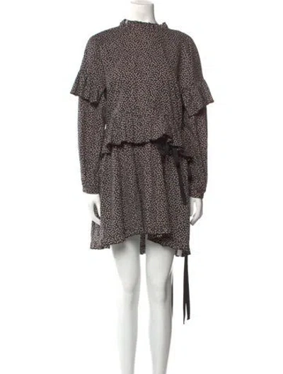 Pre-owned Sandy Liang Printed Mini Dress In Black