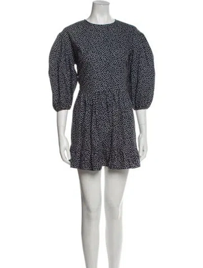 Pre-owned Sandy Liang Printed Mini Dress In Blue