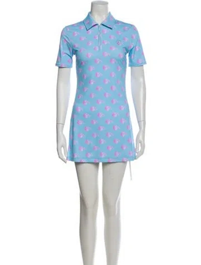 Pre-owned Sandy Liang Printed Mini Dress In Blue
