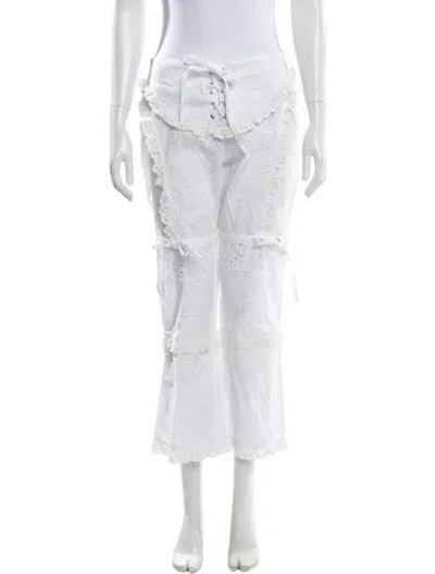 Pre-owned Sandy Liang Printed Wide Leg Pants W/ Tags In White