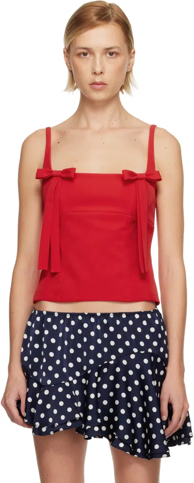 Sandy Liang Red Amelie Tank Top