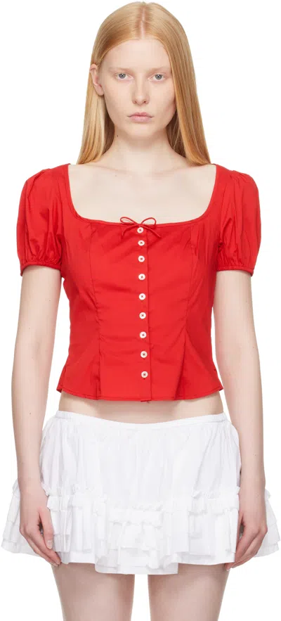 Sandy Liang Red Walnut Blouse