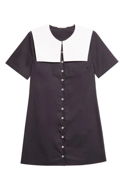 Sandy Liang Rila Cotton Poplin Shirtdress In Black