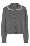 Sandy Liang Roche Lambswool Blend Cardigan In Charcoal