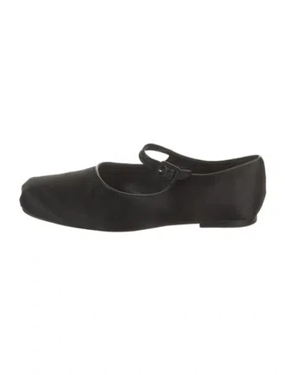 Pre-owned Sandy Liang Satin Mary Jane Flats In Black