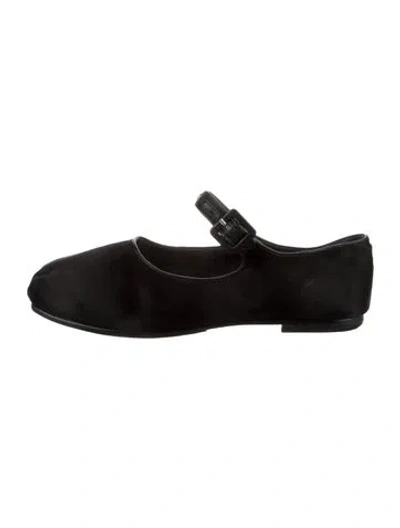 Pre-owned Sandy Liang Satin Mary Jane Flats In Black