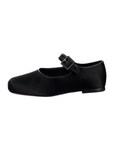 Pre-owned Sandy Liang Satin Mary Jane Flats In Black