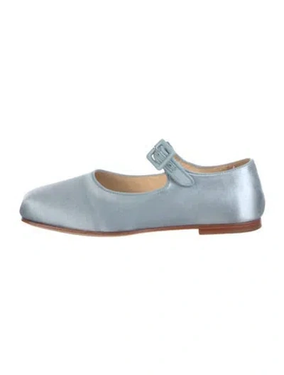Pre-owned Sandy Liang Satin Mary Jane Flats In Blue
