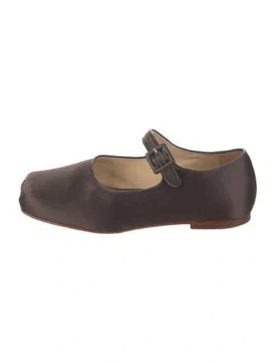 Pre-owned Sandy Liang Satin Mary Jane Flats In Brown