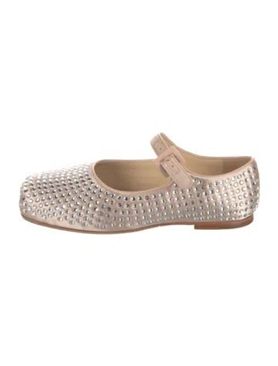 Pre-owned Sandy Liang Satin Patterned Mary Jane Flats In Neutrals