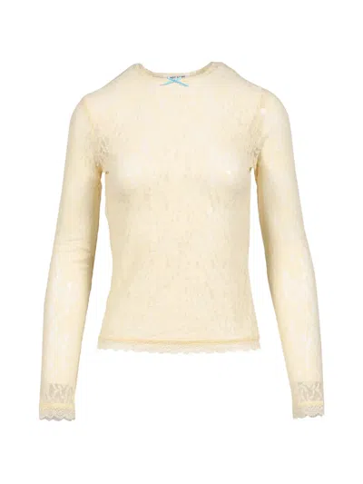Sandy Liang Scoby Lace Bow-detail Top In Neutral