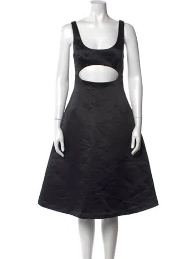 Pre-owned Sandy Liang Scoop Neck Knee-length Dress In Black