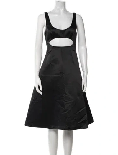 Pre-owned Sandy Liang Scoop Neck Midi Length Dress In Black