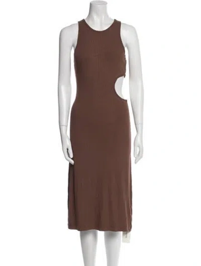 Pre-owned Sandy Liang Scoop Neck Midi Length Dress In Brown