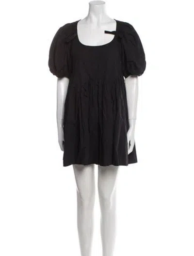 Pre-owned Sandy Liang Scoop Neck Mini Dress In Black