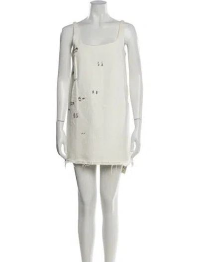 Pre-owned Sandy Liang Scoop Neck Mini Dress In Neutral