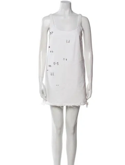 Pre-owned Sandy Liang Scoop Neck Mini Dress In Neutral