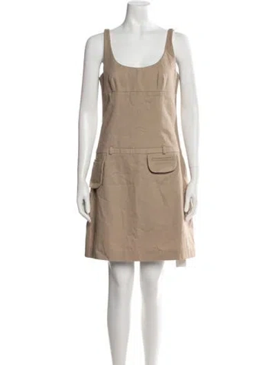 Pre-owned Sandy Liang Scoop Neck Mini Dress In Neutrals