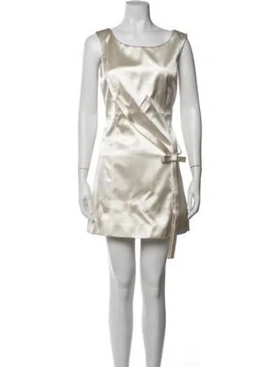 Pre-owned Sandy Liang Scoop Neck Mini Dress In Neutrals