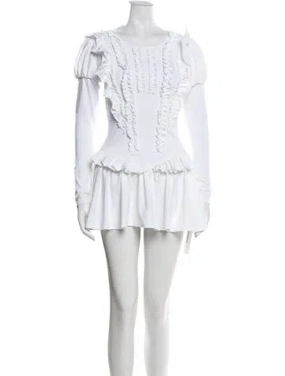 Pre-owned Sandy Liang Scoop Neck Mini Dress W/ Tags In White