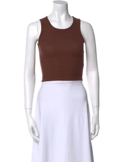 Pre-owned Sandy Liang Scoop Neck Sleeveless Crop Top In Brown