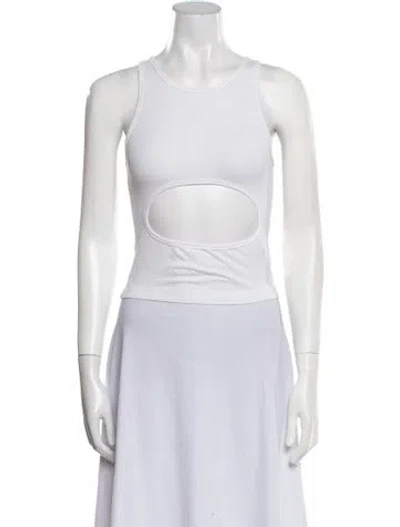 Pre-owned Sandy Liang Scoop Neck Sleeveless Crop Top In White