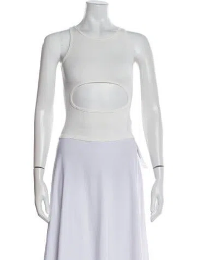 Pre-owned Sandy Liang Scoop Neck Sleeveless Crop Top In White