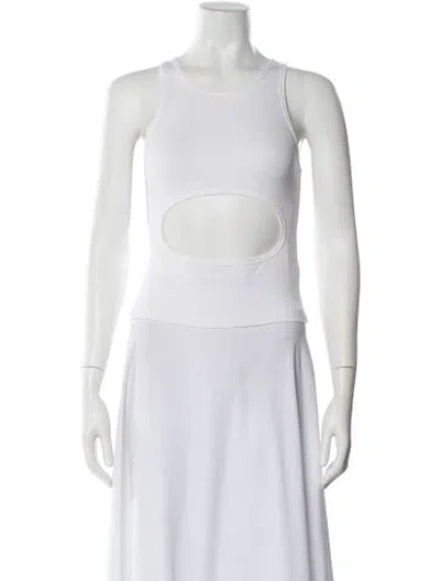 Pre-owned Sandy Liang Scoop Neck Sleeveless Crop Top In White