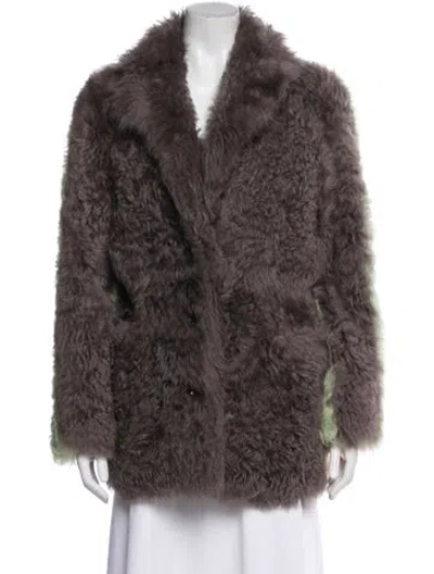 Pre-owned Sandy Liang Shearling Fur Coat In Brown