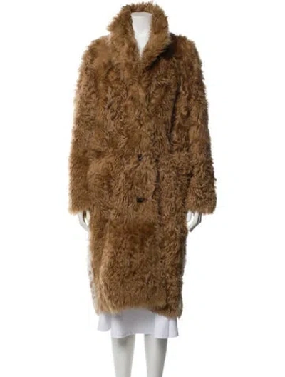 Pre-owned Sandy Liang Shearling Fur Coat In Brown