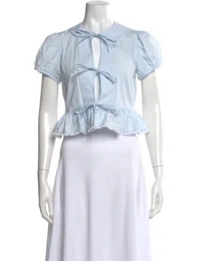 Pre-owned Sandy Liang Short Sleeve Blouse In White