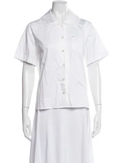 Pre-owned Sandy Liang Short Sleeve Button-up Top In White