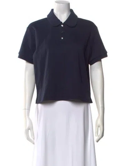 Pre-owned Sandy Liang Short Sleeve Crop Top In Blue