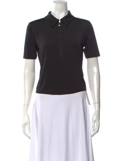 Pre-owned Sandy Liang Short Sleeve Polo In Black