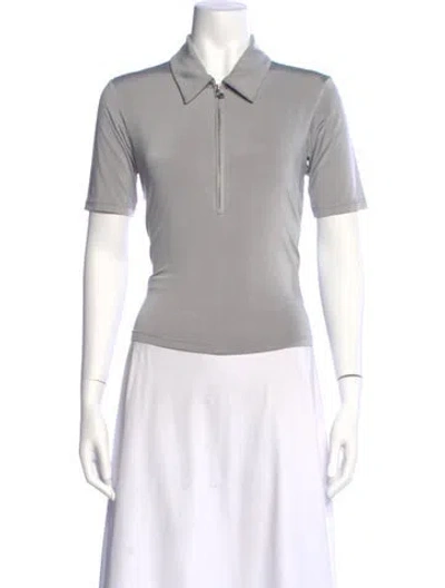 Pre-owned Sandy Liang Short Sleeve Polo In Gray
