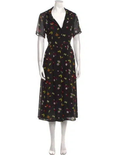 Pre-owned Sandy Liang Silk Long Dress In Black